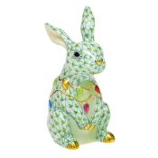Herend Bunny with Christmas Lights - Key Lime