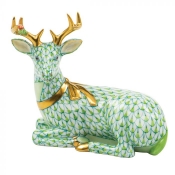 Herend Lying Christmas Deer - Key Lime