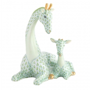 Herend Mother & Baby Giraffe - Key Lime