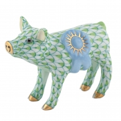 Herend Blue Ribbon Pig - Key Lime