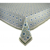 Kim Seybert Majorelle Tablecloth White / Blue / Green - 58 x 126
