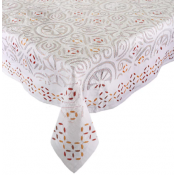 Kim Seybert Malta Tablecloth - White + Brown - 58 x 126