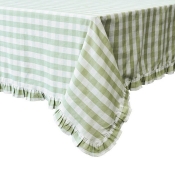 Juliska Gingham Seagrass Ruffle Tablecloth - 60"x 120"