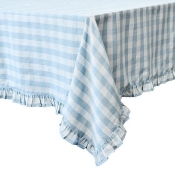 Juliska Gingham Ocean Ruffle Tablecloth - 60" x 120"