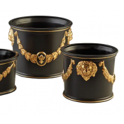 Mottahedeh Black Gold Round Cachepot - Small