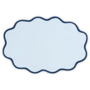 Matouk Scallop Edge Oval Placemat Ice Blue/Navy - Set of 4