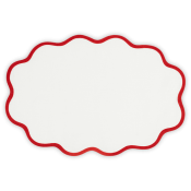 Matouk Scallop Edge Oval Placemat Scarlet - Set of 4