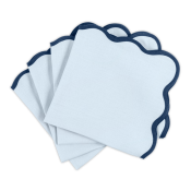 Matouk Scallop Edge Napkin Ice Blue/Navy - 22" Square - Set of 4