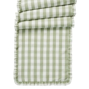 Juliska Gingham Seagrass Ruffle 18" x 90" Table Runner - 18" x 90"