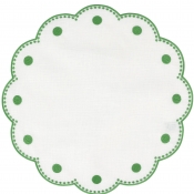 Vietri Tessuti White Round Placemats with Sage Green Dots - Set of 4