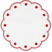 Vietri Tessuti White Round Placemats with Red Dots - Set of 4