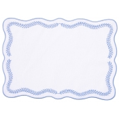 Vietri Tessuti White Rectangular Placemats with Cornflower Blue Ivy - Set of 4