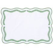 Vietri Tessuti White Rectangular Placemats with Sage Green Ivy - Set of 4