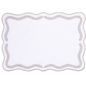 Vietri Tessuti White Rectangular Placemats with Natural Ivy - Set of 4