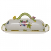 Herend Queen Victoria Butter Dish W/Branch 8.5"L
