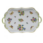 Herend Queen Victoria Rec Tray W/Branch Handles