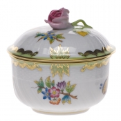 Herend Queen Victoria Covered Sugar W/Rose (4 Oz)