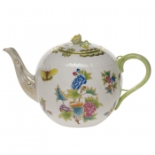 Herend Queen Victoria Tea Pot W/Rose 60 Oz) 6.5"H