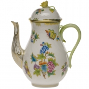 Herend Queen Victoria Coffee Pot W/Rose (60 Oz) 10"