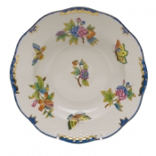 Herend Queen Victoria Blue Border Rim Soup Plate - Blue 8"D
