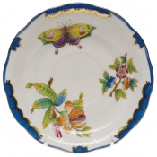 Herend Queen Victoria Blue Border Tea Saucer - Blue 6"D