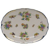Herend Queen Victoria Blue Border Platter - Blue 15"L X 11.5"W