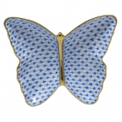 Herend Fishnet Butterfly Dish Blue