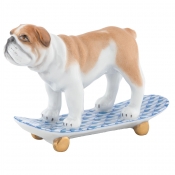 Herend Skateboarding Bulldog - Blue