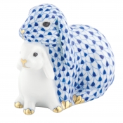 Herend Cuddling Bunnies - Sapphire