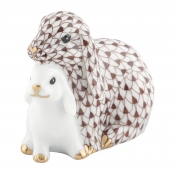 Herend Cuddling Bunnies - Chocolate