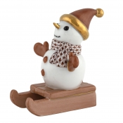 Herend Sledding Snowman - Chocolate