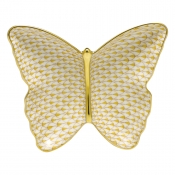 Herend Fishnet Butterfly Dish Butterscotch