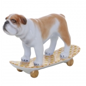 Herend Skateboarding Bulldog - Butterscotch