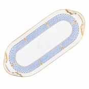 Herend Art Deco Blue Sandwich Tray - 14.25"