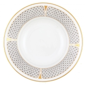 Herend Art Deco Gray Rim Soup - 8"