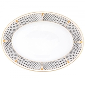 Herend Art Deco Black Oval Platter - 15"