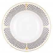 Herend Art Deco Black Rim Soup - 8"