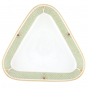 Herend Art Deco Green Triangle Dish- 9.5"