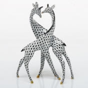 Herend Pair Of Giraffes - Black