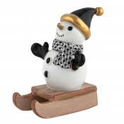 Herend Sledding Snowman - Black