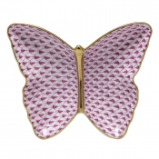 Herend Fishnet Butterfly Dish Raspberry