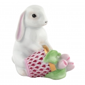 Herend Flowerpot Bunny - Raspberry