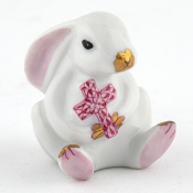 Herend Bunny with Cross - Raspberry