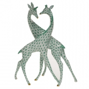Herend Pair Of Giraffes - Green