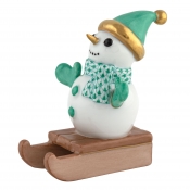 Herend Sledding Snowman - Green