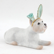 Herend Westie with Bunny Ears - Green