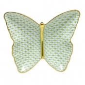 Herend Fishnet Butterfly Dish Lime Green