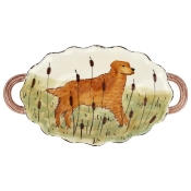 Vietri Wildlife Hunting Dog Handled Oval Bowl