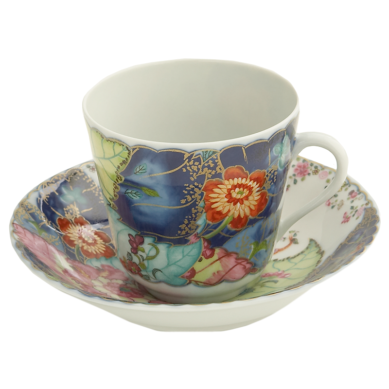 Mottahedeh Tobacco Leaf Tea Cup and Saucer Mottahedeh Tobacco Leaf Tea Cup and Saucer